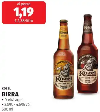 ALDI Kozel birra offerta