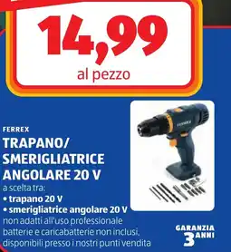 ALDI Ferrex trapano/ smerigliatrice angolare 20 v offerta
