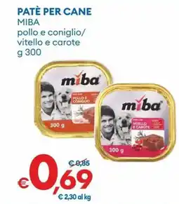 MD Discount Patè per cane miba pollo e coniglio/ vitello e carote offerta