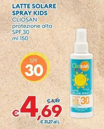 Latte solare spray kids cliosan protezione alta SPF 30