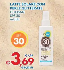 MD Discount Latte solare con perle glitterate cliosan SPF 30 offerta