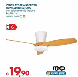 MD Discount Mxd ventilatore a soffitto con led integrato offerta