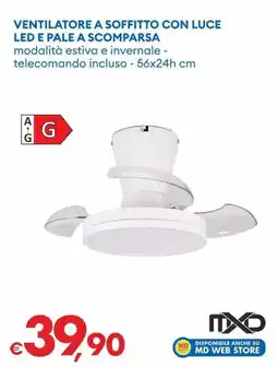 MD Discount Mxd ventilatore a soffitto con luce led e pale a scomparsa offerta