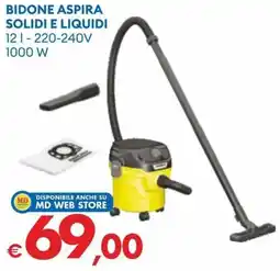 MD Discount Bidone aspira solidi e liquidi 12 l 220-240V 1000 W offerta