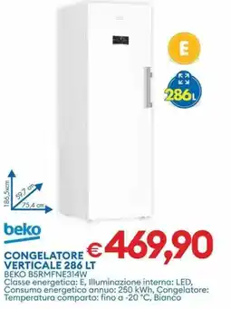 MD Discount Congelatore verticale 286 lt beko B5RMFNE314W offerta