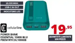 Comet Cellularline power bank essential 10000 blu PBENTRYCOL10000B offerta