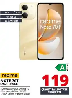 Comet Realme note 70T smartphone offerta