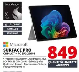 Comet Microsoft SURFACE PRO COPILOT + PC EP2-27644 offerta