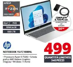 Comet hp NOTEBOOK 15-FC1008NL offerta