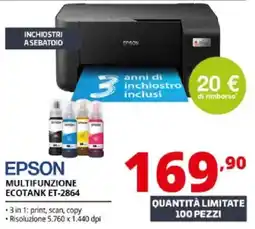 Comet EPSON MULTIFUNZIONE ECOTANK ET-2864 offerta