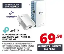 Comet Tp-link powerline extender AV2 1GBPS, WI-FI AC750 TL- WPA7517 KIT offerta