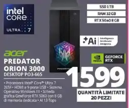 Comet acer PREDATOR ORION 3000 DESKTOP PO3-665 offerta