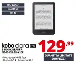 Comet koboclara E-BOOK READER N365-KU-BK-K-EP offerta