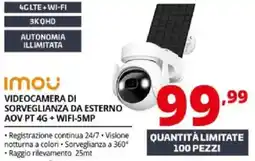 Comet Imou videocamera di sorveglianza da esterno AOV PT 4G + WIFI-5MP offerta