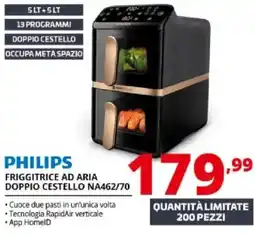 Comet Philips friggitrice ad aria doppio cestello NA462/70 offerta