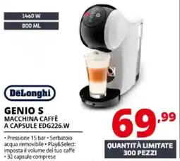 Comet Delonghi genio s macchina caffè a capsule EDG226.W offerta