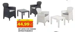 Oasi Set akita con cuscini antracite/bianco offerta
