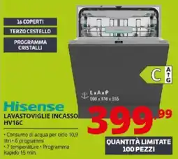 Comet Hisense LAVASTOVIGLIE INCASSO HV16C offerta
