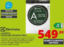 Comet Electrolux LAVATRICE STEAMCARE 700 EW7F411BG3 offerta
