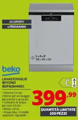 Comet beko LAVASTOVIGLIE BEYOND BDFN26440XC offerta