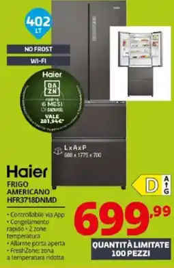 Comet Haier FRIGO AMERICANO HFR3718DNMD offerta