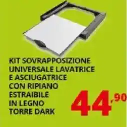 Comet Meliconi kit sovrapposizione universale lavatrice e asciugatrice con ripiano estraibile in legno torre dark offerta