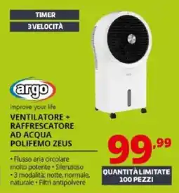 Comet Argo ventilatore + raffrescatore ad acqua polifemo zeus offerta