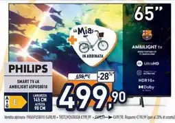 Unieuro PHILIPS SMART TV 4K AMBILIGHT 65PUS8010 offerta