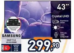 Unieuro SAMSUNG SMART TV 4K LED UE43U8000 offerta