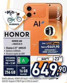 Unieuro HONOR 600 + watch 2i offerta