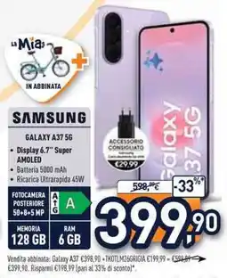 Unieuro SAMSUNG galaxy A37 5G offerta