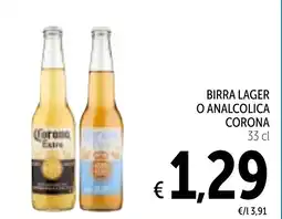 Spazio Conad Birra lager o analcolica corona offerta