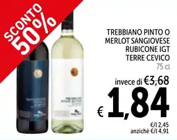 Spazio Conad Trebbiano pinto o merlot sangiovese rubicone igt terre cevico offerta