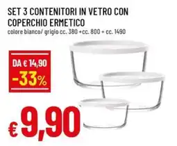 A&O Set 3 contenitori in vetro con coperchio ermetico offerta