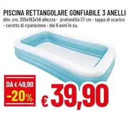 A&O Piscina rettangolare gonfiabile 3 anelli offerta