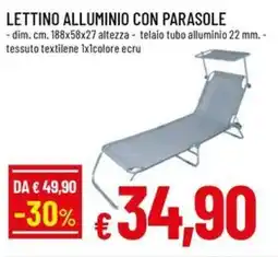 A&O Lettino alluminio con parasole offerta