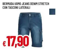 A&O Bermuda uomo jeans denim stretch con tasconi laterali offerta