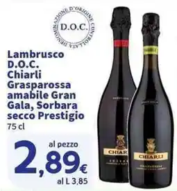 Sigma Superstore Lambrusco D.O.C. Chiarli Grasparossa amabile Gran Gala, Sorbara secco Prestigio offerta