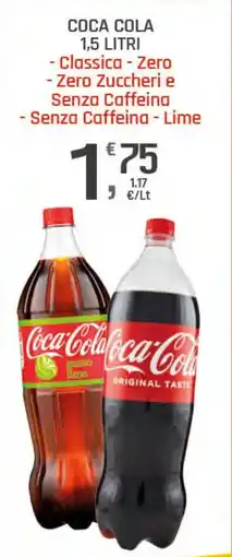 Supermercati Dok COCA COLA Classica, Zero, Zero Zuccheri e Senza Caffeina, Senza Caffeina, Lime offerta