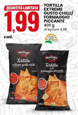 Eurospin Il braciere tortilla extreme gusto chilli formaggio piccante offerta
