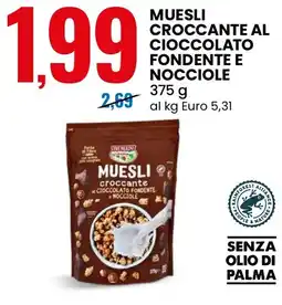 Eurospin Tre mulini muesli croccante al cioccolato fondente e nocciole offerta