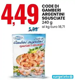 Eurospin Ondina code di gamberi argentini sgusciate offerta