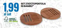 Eurospin Set 2 sottopentola in bambu offerta