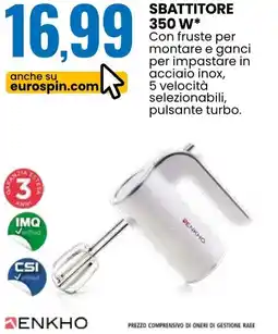 Eurospin Enkho sbattitore 350 W offerta