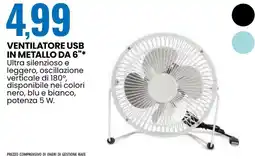 Eurospin Ventilatore usb in metallo da 6" offerta