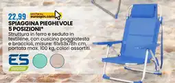 Eurospin ES outdoor spiaggina pieghevole 5 posizioni offerta