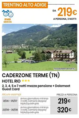 Eurospin Caderzone terme (tn) hotel rio offerta