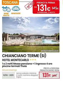 Eurospin Chianciano terme (si) hotel montecarlo offerta