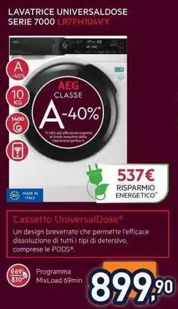 Unieuro AEG LAVATRICE UNIVERSALDOSE SERIE 7000 LR7FH104VY offerta