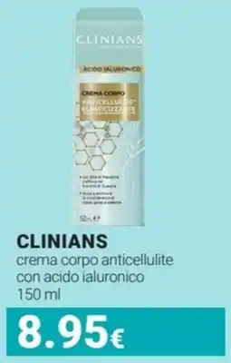 Tigotà CLINIANS crema corpo anticellulite con acido ialuronico offerta